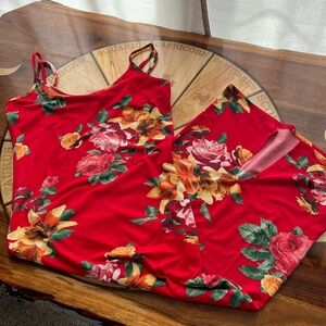 Red floral dress